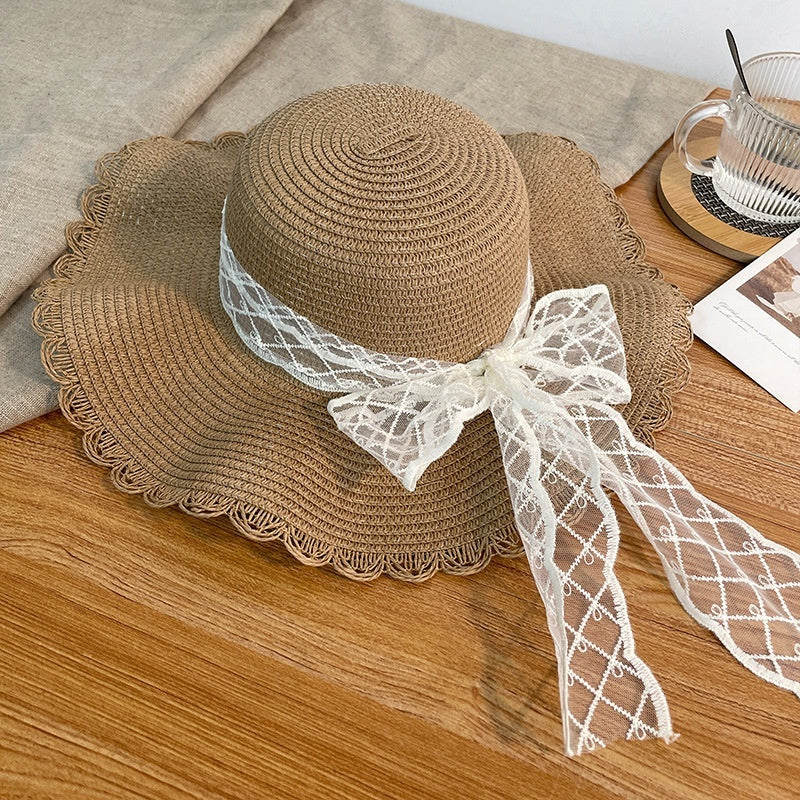 Sun Hat Women's Summer French Elegant Bow