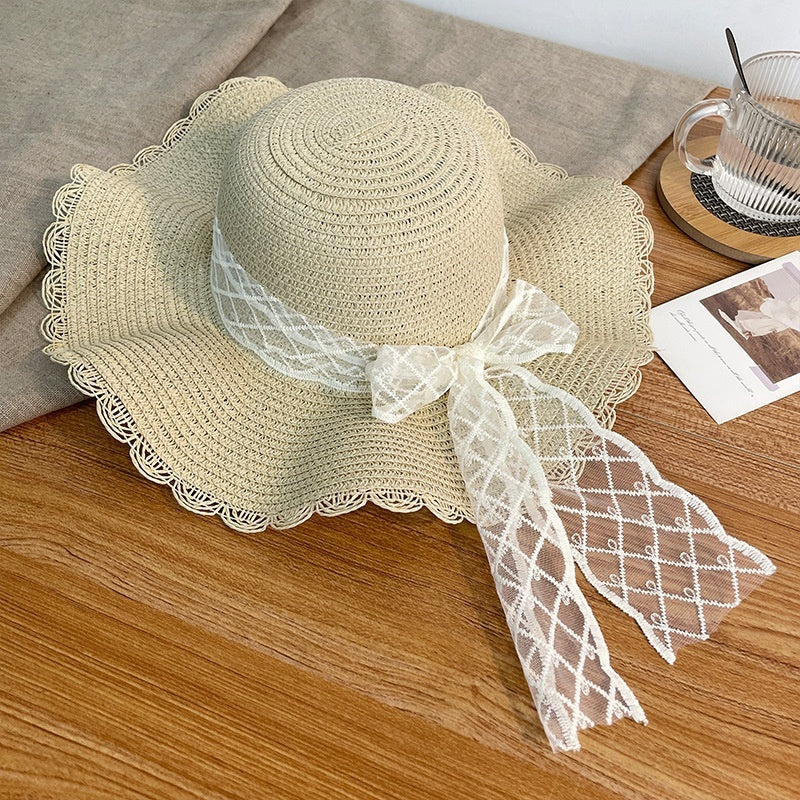Sun Hat Women's Summer French Elegant Bow