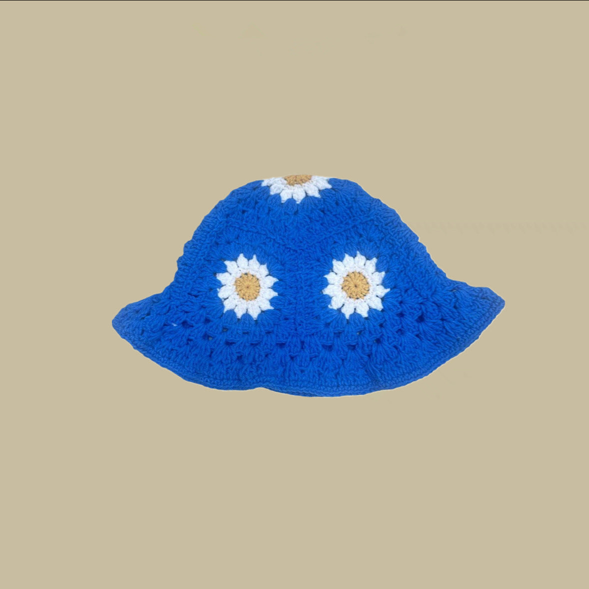 Flower Handmade Knitted Fisherman Hat Women's Hollow Wool All-matching Basin Makes Face Look Smaller