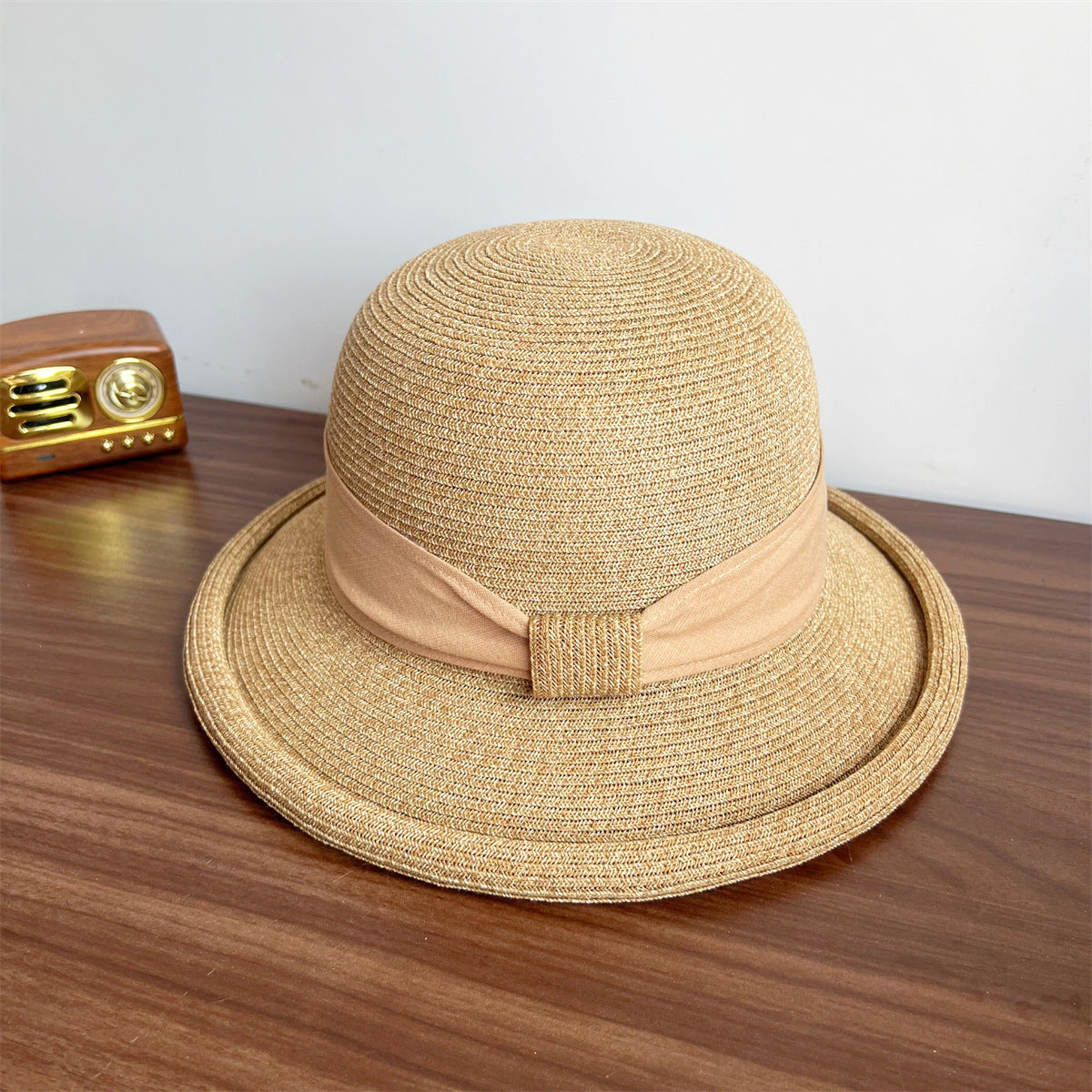 French Straw Sun Protection Bow Curling Temperament Straw Hat